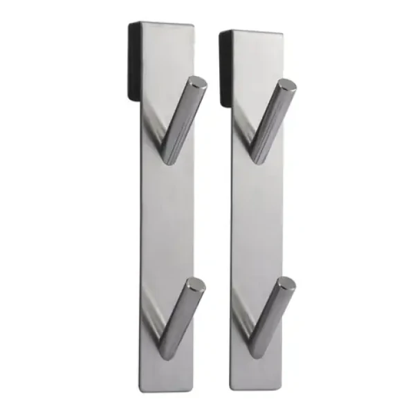 MSV NOKO 2 ks závesných vešiakov s 2 háčikmi na sprchovú zástenu / nerezová oceľ / 10 mm (3700703997726)