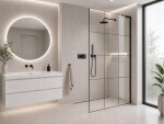 CERANO - Sprchová zástena Walk-in Onyx L-pravá vzpera - 8 mm - čierna matná, industriálne sklo - 120x200 CER-8050BD1340