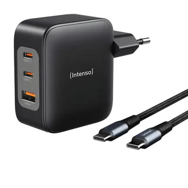 INTENSO Power Adapter 100W čierna / Nabíjací adaptér / GaN / 100W / USB-C kábel 2m (7810010)