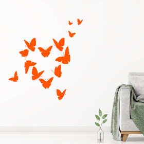 Veselá Stena Samolepka Motýliky v tvare srdca Farba: oranžová, Veľkosť: 80 x 77 cm