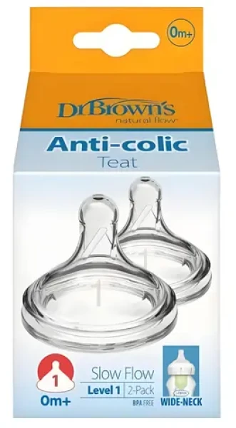 DR BROWN'S Cumlík Options+ WN1201 / Široké hrdlo / Stupeň 1 / 0-3 mesiace / 2 ks (07223931753)