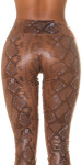 Sexy Highwaist faux leather Leggings with Snake print CAPPUCCINO XL/XXL