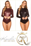 Sexy KouCla Wetlook Body Longsleeve BORDEAUX Einheitsgroesse