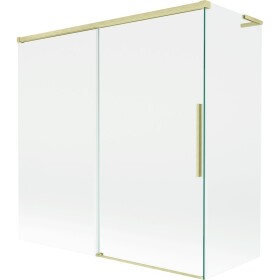 MEXEN/S - Rox L vaňová zástena 2-krídlová posuvná 160 + 70 x 150, transparent, zlatá kartáčovaná 8C9L-160-070-55-00