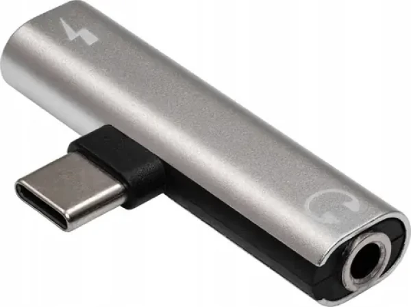 Akyga AK-AD-71 strieborná / Audio adaptér / USB-C - Jack 3.5mm / s portom USB-C pre nabíjanie (AK-AD-71)