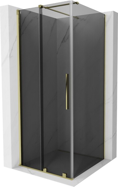 MEXEN/S - Velár sprchovací kút, posuvné dvere 90 x 90, grafit, zlato 871-090-090-41-50