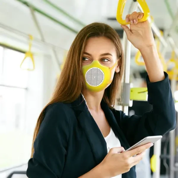 Guzzini Eco Mask žltá / Ochranná tvárová maska / 4 filtre / opakovane použiteľná (10890056)
