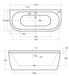 BESCO - Voľne stojaca vaňa VISTA (Tursa) - Farba - Biela, Rozmer vane - 170 × 75 cm VANTUR170