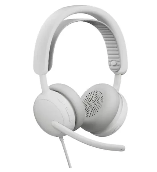 Logitech Zone Wired 2 biela / Drôtové slúchadlá s mikrofónom / USB / 1.9 m (981-001621)