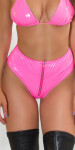 Dámske sexy nohavičky 206611 Latexlook neonovo ružová - Koucla XL