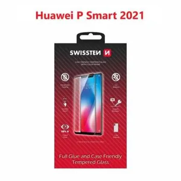 Swissten FULL GLUE COLOR FRAME CASE FRIENDLY sklo pre Huawei P SMART 2021 čierna (54501784)