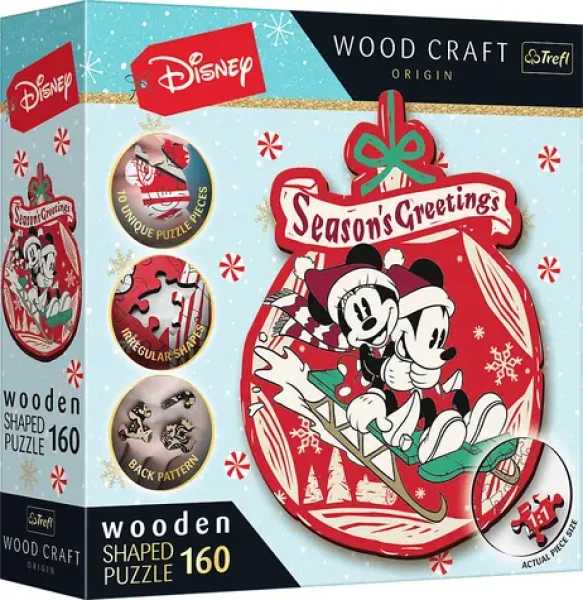 Trefl Wood Craft Origin - Puzzle - Vianočné dobrodružstvo Mickeyho a Minnie