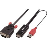 LINDY HDMI / VGA káblový adaptér Zástrčka HDMI-A, VGA pólové Zástrčka 3.00 m čierna 41457 HDMI kábel; 41457