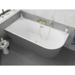 MEXEN/S - Silo voľne stojaca rohová vaňa ľavá reliéf 150 x 75, biela/sivá, sifón a prepad zlatá 52891507562L-50