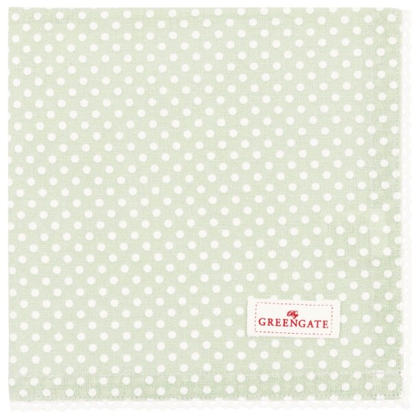 GREEN GATE Bavlnený obrúsok s čipkou Dotty Pale Green