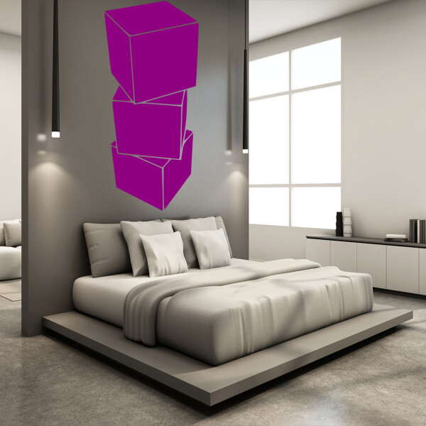 Veselá Stena Samolepka Kocky 3D Farba: fialová, Veľkosť: 80 x 36 cm