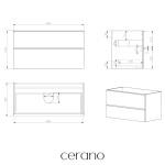 CERANO - Kúpeľňová skrinka pod umývadlo s úchytkou Velora - čierna matná, čierna úchytka - 99x53x46,5 CER-665026