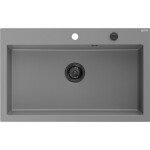 MEXEN/S MEXEN/S - Elix granitový drez 1-miska 800 x 500 mm, sivý, sifón čierna 6527801005-71-B