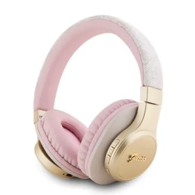 Guess PU Leather 4G Script Logo Stereo Headphone ružová / Blutetooth 5.3 / výdrž až 32 hod. (57983116768)