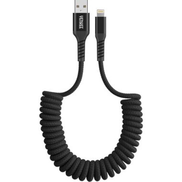 YENKEE YCU 502 BK Krútený kábel USB-A (M) - Lightning (M) 1.5m čierna / 12W (8590669328222)