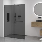 CERANO - Sprchová zástena Walk-in Medin Ľ/P - 8 mm - čierna matná, grafitové sklo - 150x195 - dvojdielna posuvná CER-478051