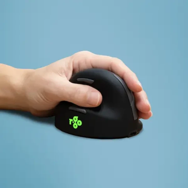 R- Go HE Vertical Mouse Left L čierna / strieborná / Ergonomická bezdrôtová myš / Bluetooth / 2400 DPI / 5 tlačidiel (RGOHELELAWL)