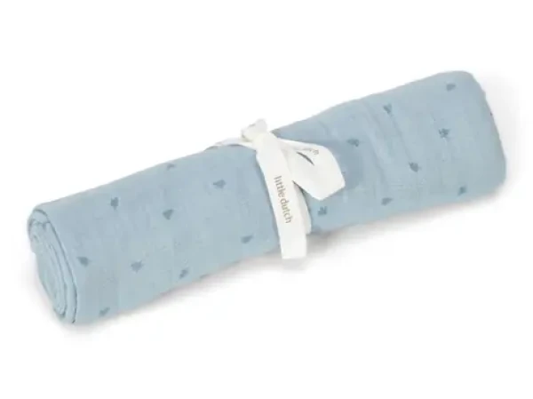 Little Dutch Plienka zavinovacia 120x120 cm s potlačou Pure Denim Blue (TE51945042LD)