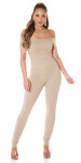 Sexy Koucla must-have jumpsuit Carmen neckline BEIGE M