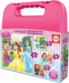 Educa Puzzle v kufríku Disney princeznej 4v1