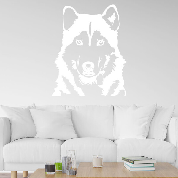 Veselá Stena Samolepka Husky Farba: bílá, Veľkosť: 100 x 81 cm