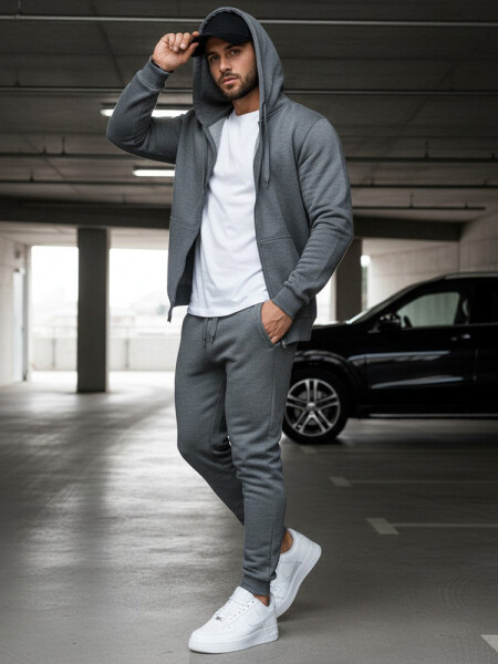 Pánske antracitové tepláky FashionStreet UX2396 XXL