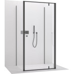CERANO - Trojstenný sprchovací kút Ferri UL/P - 6 mm - čierna matná, transparentné sklo - 100x100x195 - pivotový CER-8050BD7850