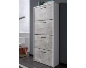 Botník Fulda, biely / šedý betón, výška 152 cm%