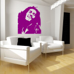 Veselá Stena Samolepka Portrét Bob Marley Farba: růžová, Veľkosť: 80 x 67 cm