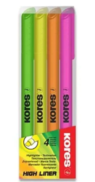 Kores High Liner / Zvýrazňovač / 4 ks / šírka stopy 0,5-3,5 mm / neónové farby (0062/3624000)