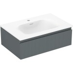 MEXEN/S - Rivel kúpeľňová skrinka 70 cm s umývadlom Vela, 1 šuplík, reliéf, grafit mat/biela mat 91A20-07023-1-BF66-W23M01