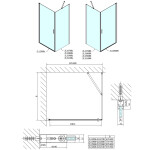 POLYSAN - ZOOM Black štvorcová sprchová zástena 900x900 L/P varianta ZL1290BZL3290B