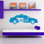 Veselá Stena Samolepka Policajné autíčko Farba: biela, Veľkosť: 40 x 13 cm