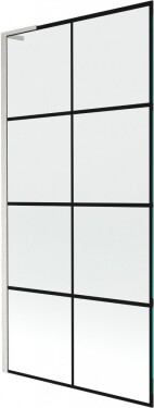 MEXEN/S - Next L vaňová zástena FIX 90 x 150, čierna vzor, nikel kartáčovaná 895-090-000-03-77-97