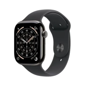 Apple Watch Series 11 GPS+Cellular 42mm Bridlicovo šedé titánové telo - Čierny športový remienok M/L / 150-200 mm (MF8T4MP/A)