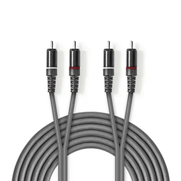 Nedis Stereo Audio kábel 2x RCA (M) - 2x RCA (M) 5.00 m tmavo šedá (COTH24200GY50)