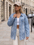 Dámska džínsová bunda oversize s odreninami, svetlo modrá, FashionStreet TY5686 S/M