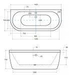 BESCO - Voľne stojaca vaňa VISTA (TURSI) - Farba - Biela, Rozmer vane - 140 × 75 cm VANTUR140