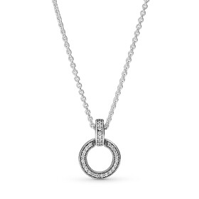 Pandora Očarujúce strieborný náhrdelník so zirkónmi 399487C01-45 (retiazka, prívesok)