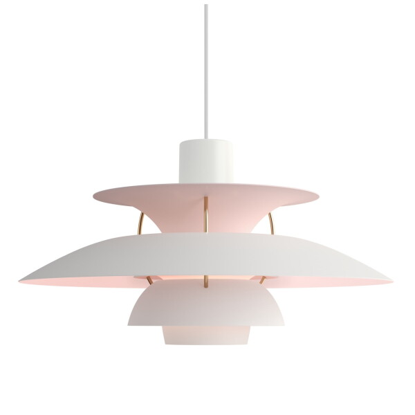 Louis Poulsen Závěsná lampa PH 5 White/Pale rose – výroční edice