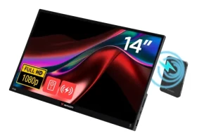 14" Verbatim LIGHT čierna / Prenosný dotykový monitor / IPS / FHD 1920x1080 / 5000mAh / 2x USB-C+HDMI / repro (32088)