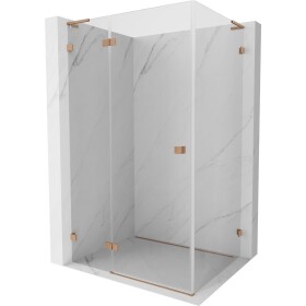 MEXEN/S - Lunar L sprchový kút dvere krídlové ľavá 75 x 90, transparent, meď kartáčovaná 834L-075-090-65-00-L