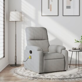 VidaXL Rozkładany fotel masujący, jasnoSivý, obity mikrofibrą