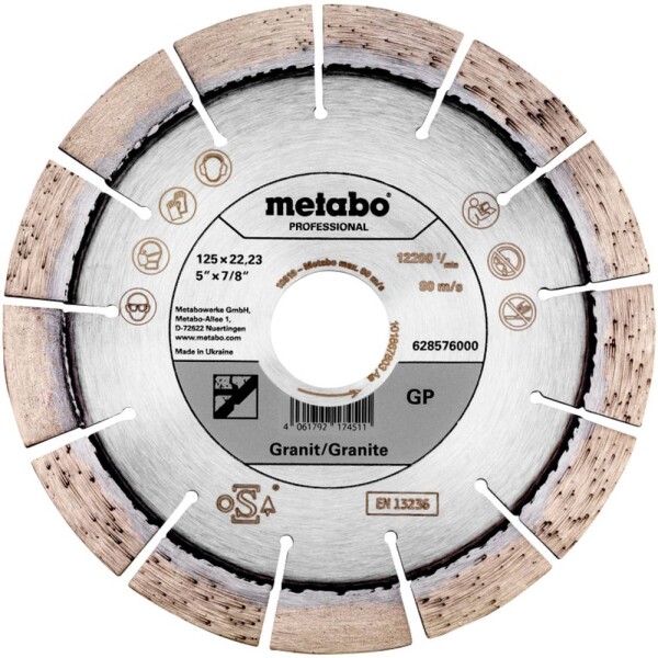 Metabo 628576000 diamantový rezný kotúč Priemer 125 mm Ø otvoru 22.23 mm 1 ks; 628576000