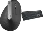 Logitech MX Vertical + MX Keys S grafitová / Sada myš a klávesnica / bezdrôtová / ergonomická vertikálna / 4000 DPI
